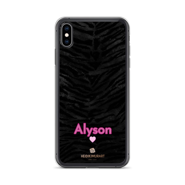 Personalized Tiger Stripe iPhone Case, Black Animal Print Phone Case-Heidi Kimura Art LLC-iPhone XS Max-Heidi Kimura Art LLC