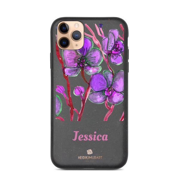 Custom Name Orchid iPhone Case, Biodegradable Personalized Phone Case-Heidi Kimura Art LLC-iPhone 11 Pro Max-Heidi Kimura Art LLC
