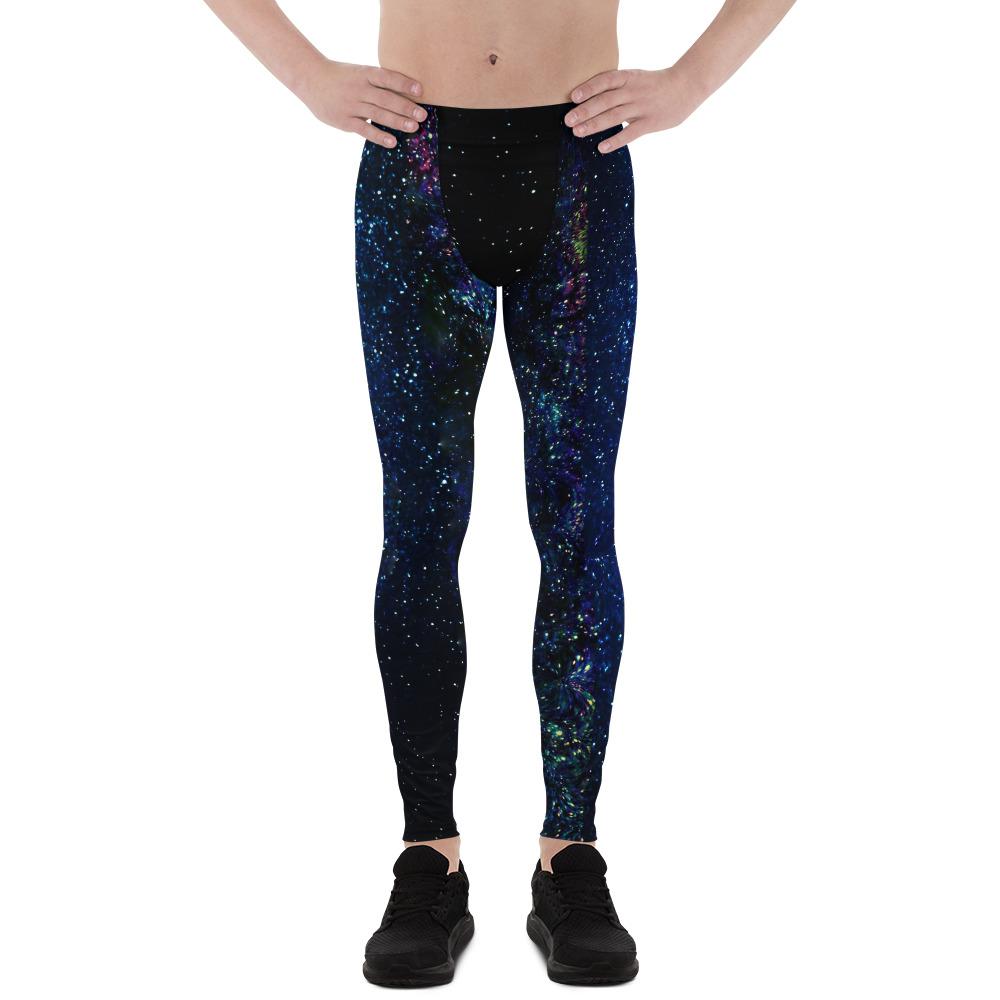 Space Galaxy Print Premium Men's Leggings Costume Pants Meggings - Made in USA/EU-Men's Leggings-XS-Heidi Kimura Art LLC