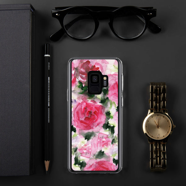 Pink Rose Floral Print Samsung Case, Flower BPA Free Phone Case-Printed in USA/EU-Heidi Kimura Art LLC-Samsung Galaxy S9-Heidi Kimura Art LLC