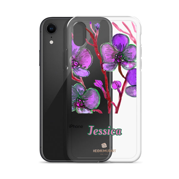 Orchid Custom Name iPhone Case, Personalized Floral Phone Case-Heidi Kimura Art LLC-Heidi Kimura Art LLC