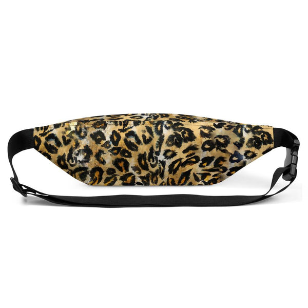 Brown Leopard Animal Print Designer Fanny Pack Festival Belt Waist Bag- Made in USA-Fanny Pack-Heidi Kimura Art LLC