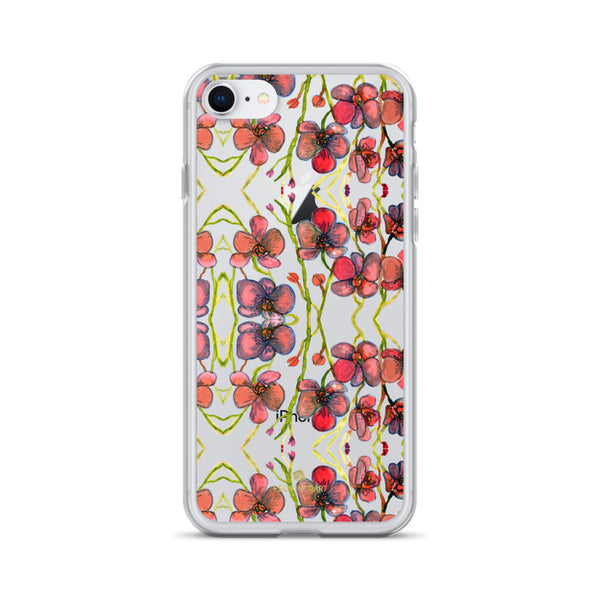 Red Orchids Print iPhone Case, Floral Orchid Phone Cases-Printed in USA/EU-Heidi Kimura Art LLC-iPhone 7/8-Heidi Kimura Art LLC