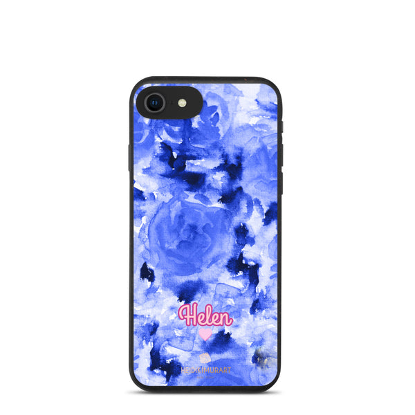 Blue Floral Eco-Friendly Phone Case, Rose Flower Print Biodegradable Phone Case-Heidi Kimura Art LLC-iPhone 7/8/SE-Heidi Kimura Art LLC