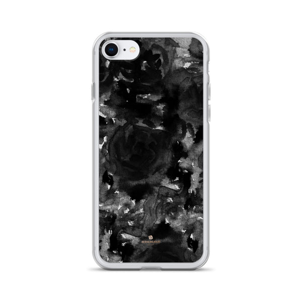 Black Floral Rose iPhone Case, Abstract Watercolor Phone Case-Printed in USA/EU-Heidi Kimura Art LLC-iPhone 7/8-Heidi Kimura Art LLC