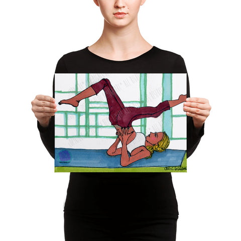 Supported Split-legged Shoulder Stand Yoga Pose Studio Canvas Art Print - Made in USA-Art Print-Heidi Kimura Art LLC