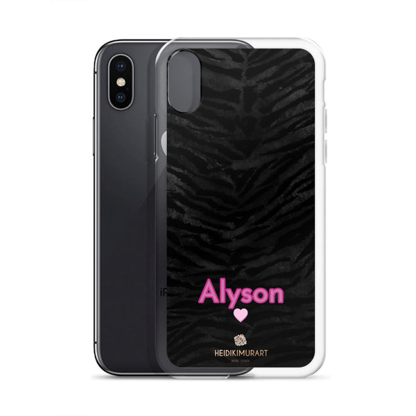 Personalized Tiger Stripe iPhone Case, Black Animal Print Phone Case-Heidi Kimura Art LLC-Heidi Kimura Art LLC
