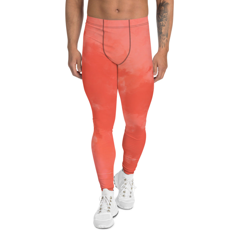 Coral Pink Abstract Men's Leggings, Modern Premium Meggings Tights-Heidikimurart Limited -XS-Heidi Kimura Art LLC Coral Pink Abstract Men's Leggings, Best Premium Luxury Abstract Colorful Sexy Meggings Men's Workout Gym Tights Leggings, Men's Compression Tights Pants - Made in USA/ EU/MX (US Size: XS-3XL) Costume Party Leggings, Rave Party Meggings