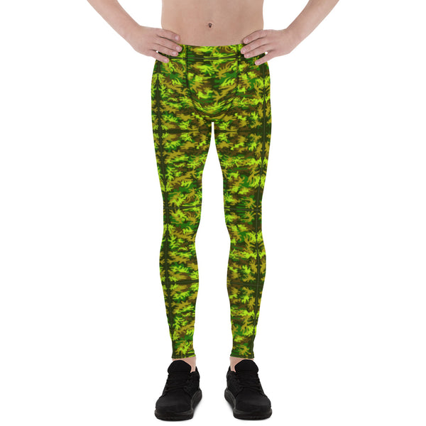Green Camo Men's Leggings-Heidikimurart Limited -Heidi Kimura Art LLC Green Camo Print Meggings, Camouflage Military Green Army Print Men's Yoga Pants Running Leggings & Fetish Tights/ Rave Party Costume Meggings, Compression Pants- Made in USA/ Europe/ MX (US Size: XS-3XL)