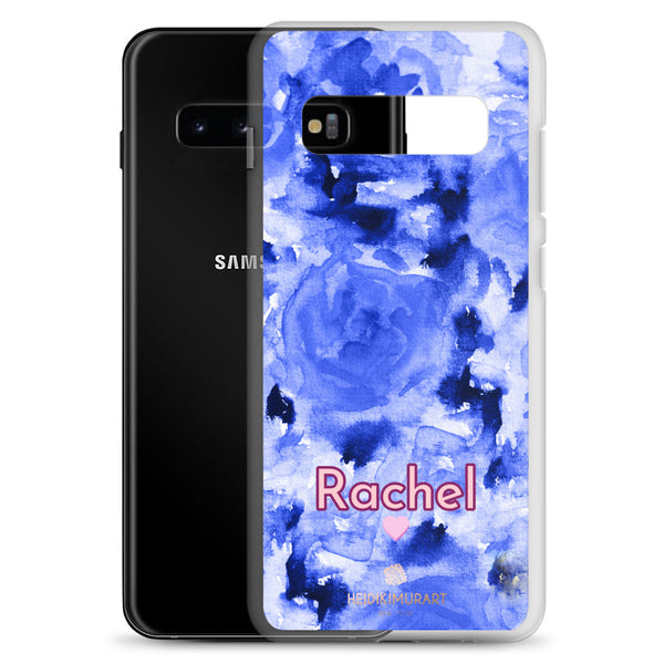Personalized Blue Floral Samsung Case, Rose Flower Print Phone Case-Heidi Kimura Art LLC-Heidi Kimura Art LLC