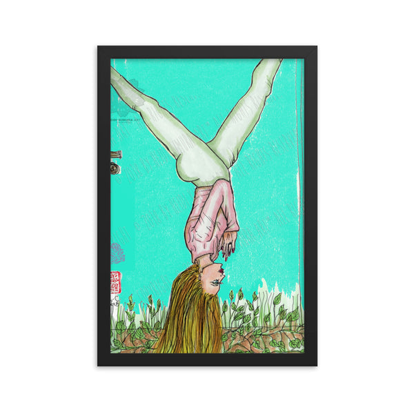 Inverted Yoga Pose Yoga Studio Art Print Framed Matte Paper Poster - Made in USA-Art Print-12×18-Heidi Kimura Art LLC