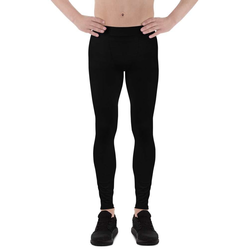 Classic Solid Black Color Premium Men's Leggings Tights Yoga Pants - Made in USA/EU-Men's Leggings-XS-Heidi Kimura Art LLC