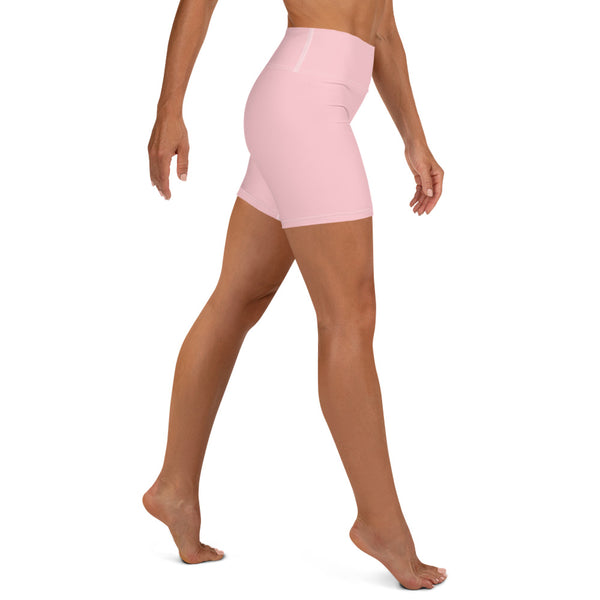 Ballet Pink Women's Yoga Shorts, Solid Color Dance Workout Short Pants- Made in USA/EU-Yoga Shorts-Heidi Kimura Art LLC
