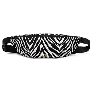 Stylish Black White Zebra Animal Print Designer Fanny Pack Cross Body Bum Bag- Made in USA/EU-Fanny Pack-S/M-Heidi Kimura Art LLC