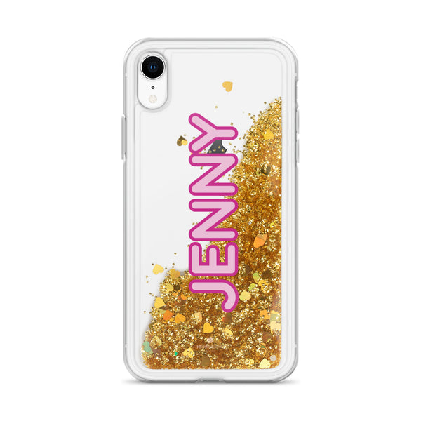 Custom Name Liquid Glitter Phone Case, Personalized Best iPhone Case-Heidi Kimura Art LLC-Gold-iPhone XR-Heidi Kimura Art LLC