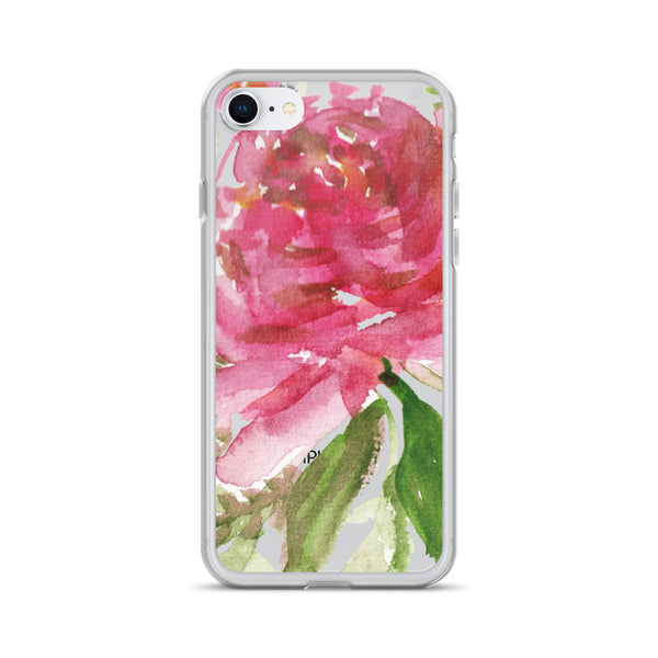 Happiness Clear Floral Girlie Pink, iPhone X | XS | XR | XS Max | 8 | 8+ | 7| 7+ |6/6S | 6+/6S+ Case- Made in USA-Phone Case-iPhone 7/8-Heidi Kimura Art LLC