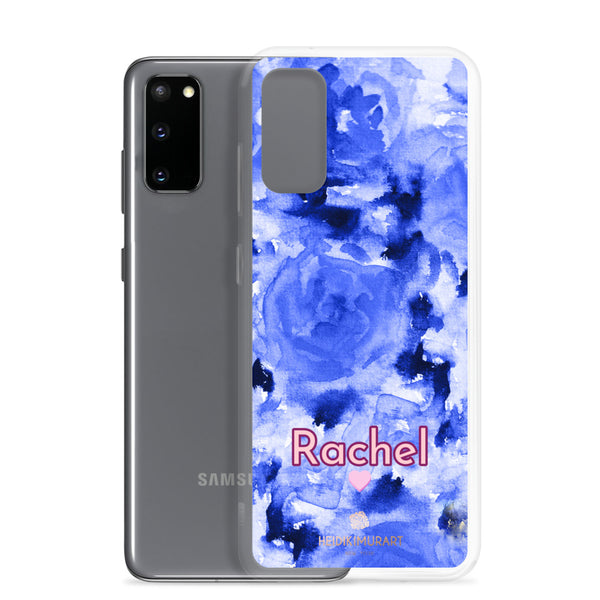 Personalized Blue Floral Samsung Case, Rose Flower Print Phone Case-Heidi Kimura Art LLC-Heidi Kimura Art LLC
