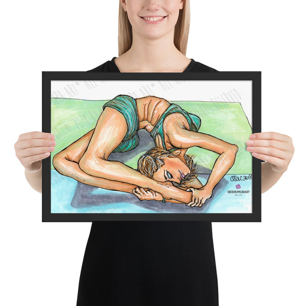 Yayoi Bendy Yoga Pose Illustration Premium Luster Photo Framed Poster - Made in USA-Art Print-12×18-Heidi Kimura Art LLC