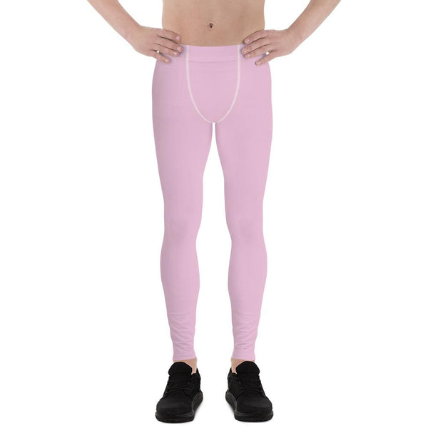 Light Ballet Pink Solid Color Print Premium Men's Leggings Meggings- Made in USA/EU-Men's Leggings-XS-Heidi Kimura Art LLC