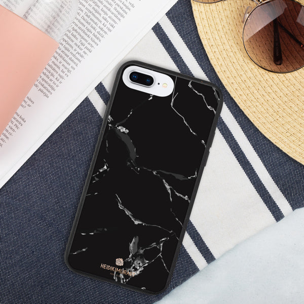 Black Marble Eco-Friendly Phone Case, Marble Print Biodegradable iPhone Case-Heidi Kimura Art LLC-iPhone 7 Plus/8 Plus-Heidi Kimura Art LLC