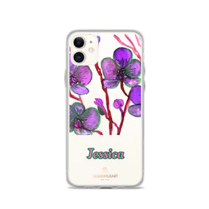 Orchid Custom Name iPhone Case, Personalized Floral Phone Case-Heidi Kimura Art LLC-iPhone 11-Heidi Kimura Art LLC