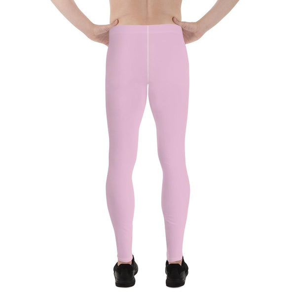 Light Ballet Pink Solid Color Print Premium Men's Leggings Meggings- Made in USA/EU-Men's Leggings-Heidi Kimura Art LLC