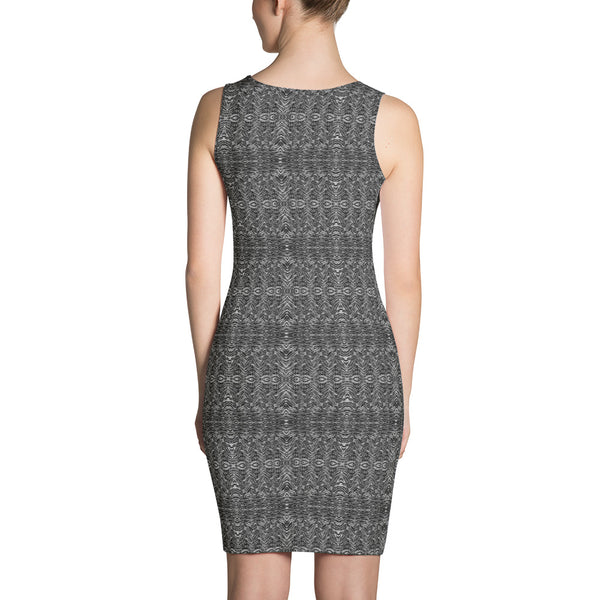 Grey Tiger Stripe Women's Dress, Animal Print Designer Sleeveless Dress-Made in USA/EU-Heidi Kimura Art LLC-Heidi Kimura Art LLC