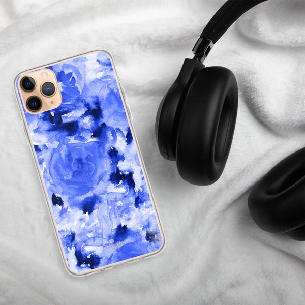 Blue Floral Print iPhone Case, Rose Flower Phone Case-Printed in USA/EU-Heidi Kimura Art LLC-Heidi Kimura Art LLC