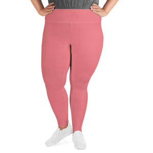 Peach Pink Solid Color Print Women's Plus Size Premium Best Leggings- Made in USA/EU-Women's Plus Size Leggings-2XL-Heidi Kimura Art LLC