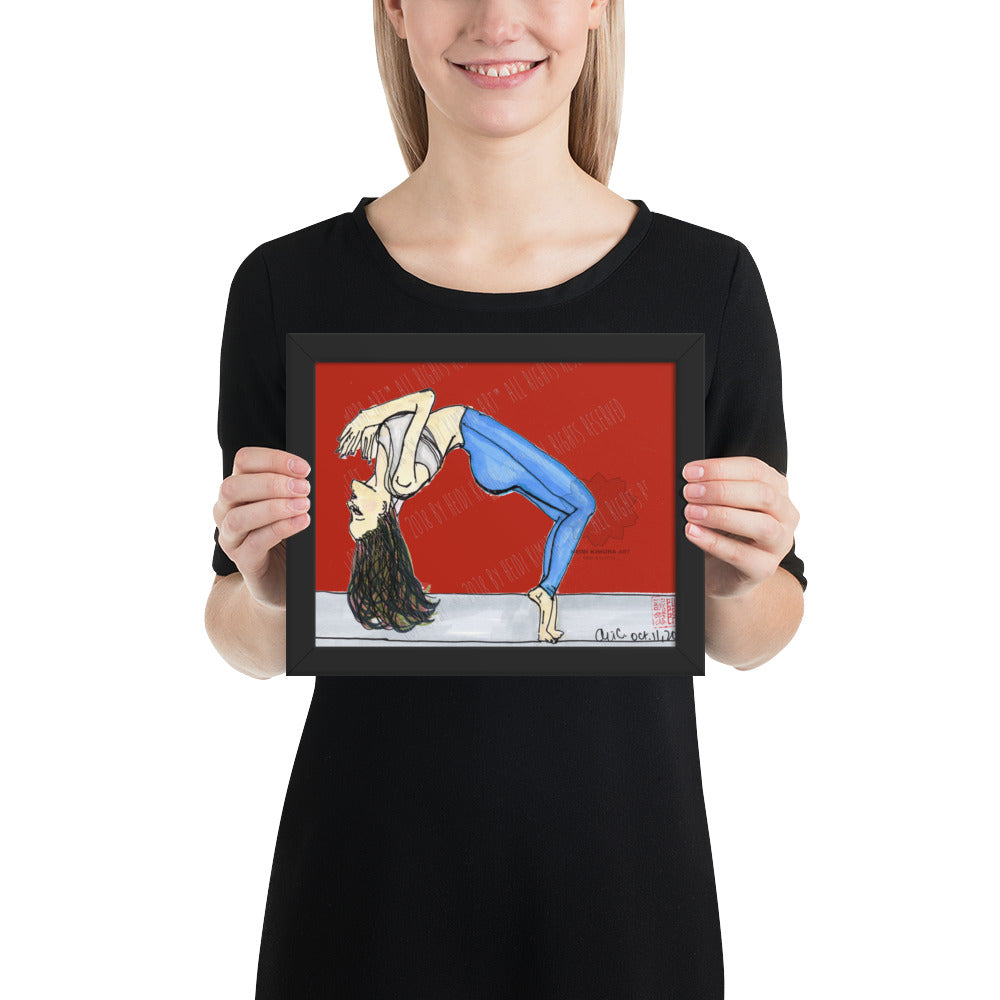 Backbend Brunette Yogini Yoga Pose Art Framed Matte Paper Poster - Made in USA-Art Print-8×10-Heidi Kimura Art LLC