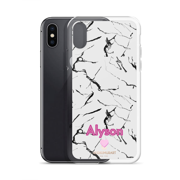 Custom Name Marble Print iPhone Case, Personalized Name Phone For Apple Phones-Heidi Kimura Art LLC-Heidi Kimura Art LLC