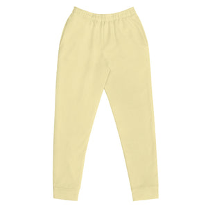Light Yellow Women's Joggers-Heidi Kimura Art LLC-XS-Heidi Kimura Art LLCLight Yellow Women's Joggers, Solid Color Print Premium Printed Slit Fit Soft Women's Joggers Sweatpants -Made in EU (US Size: XS-3XL) Plus Size Available, Solid Coloured Women's Joggers, Soft Joggers Pants Womens