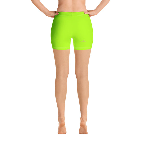 Neon Green Tights, Bright Solid Color Modern Women's Elastic Stretchy Shorts Short Tights -Made in USA/EU (US Size: XS-3XL) Plus Size Available, Tight Pants, Pants and Tights, Womens Shorts, Short Yoga Pants