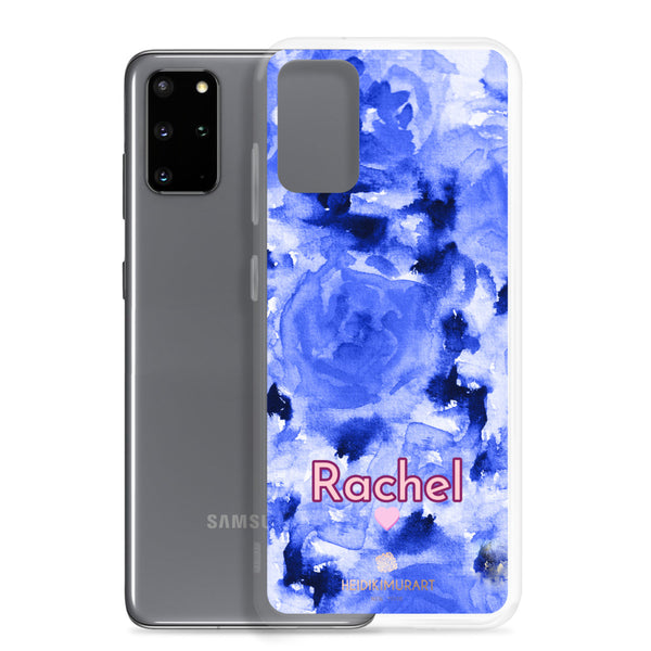 Personalized Blue Floral Samsung Case, Rose Flower Print Phone Case-Heidi Kimura Art LLC-Heidi Kimura Art LLC
