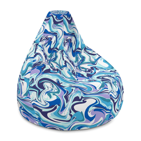 Blue Purple White Luxury Designer Watercolor Abstract Print Bean Sofa Bag-Bean Bag-Heidi Kimura Art LLC