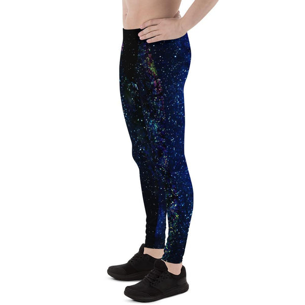 Space Galaxy Print Premium Men's Leggings Costume Pants Meggings - Made in USA/EU-Men's Leggings-Heidi Kimura Art LLC