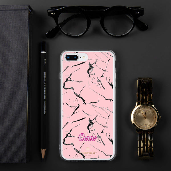 Custom Name Marble Print iPhone Case, Pink Marble Print Phone Case-Heidi Kimura Art LLC-iPhone 7 Plus/8 Plus-Heidi Kimura Art LLC