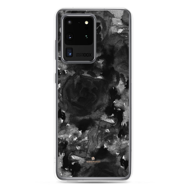 Black Floral Rose Samsung Case, Abstract Watercolor Phone Case-Heidi Kimura Art LLC-Samsung Galaxy S20 Ultra-Heidi Kimura Art LLC