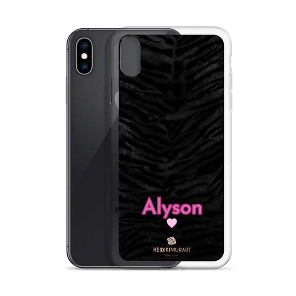 Personalized Tiger Stripe iPhone Case, Black Animal Print Phone Case-Heidi Kimura Art LLC-Heidi Kimura Art LLC
