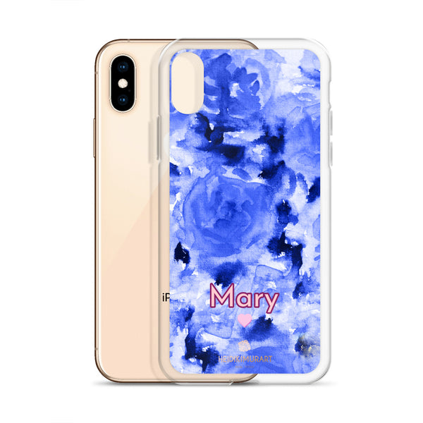 Custom Name Blue Floral iPhone Case, Personalized Phone Case-Heidi Kimura Art LLC-Heidi Kimura Art LLC