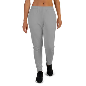 Medium Gray Solid Color Print Premium Slim Fit Premium Women's Joggers-Made in EU-Women's Joggers-XS-Heidi Kimura Art LLC