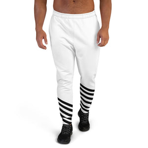 White Black Stripe Print Bestselling Stylish Men's Joggers Sweatpants Bottoms - Made in EU-Men's Joggers-XS-Heidi Kimura Art LLC