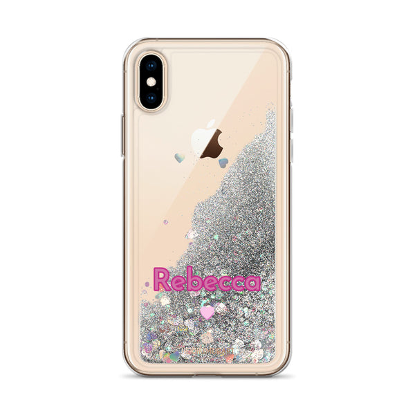 Custom Name Sparkle iPhone Case, Liquid Glitter Phone Case-Heidi Kimura Art LLC-Silver-iPhone X/XS-Heidi Kimura Art LLC