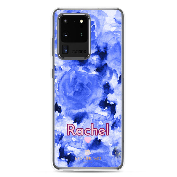 Personalized Blue Floral Samsung Case, Rose Flower Print Phone Case-Heidi Kimura Art LLC-Samsung Galaxy S20 Ultra-Heidi Kimura Art LLC