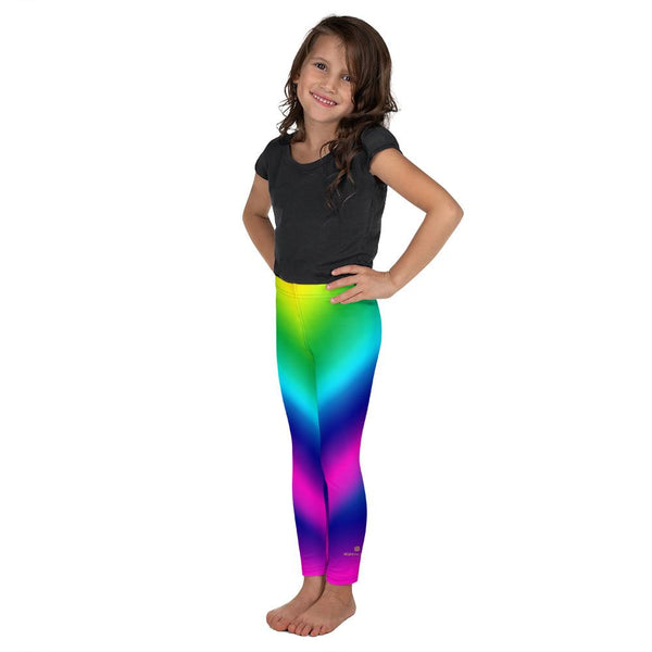 Futuristic Rainbow Ombre Print Kid's Leggings Workout Fitness Pants- Made in USA/EU-Kid's Leggings-Heidi Kimura Art LLC