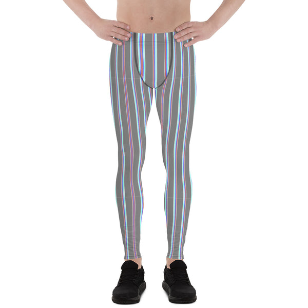 Grey Striped Men's Leggings-Heidikimurart Limited -Heidi Kimura Art LLC Grey Striped Men's Leggings, Vertical Stripes Modern Meggings Classic Designer Meggings Designer Men's Leggings Tights Pants - Made in USA/MX/EU (US Size: XS-3XL) Sexy Meggings Men's Workout Gym Tights Leggings, Compression Tights