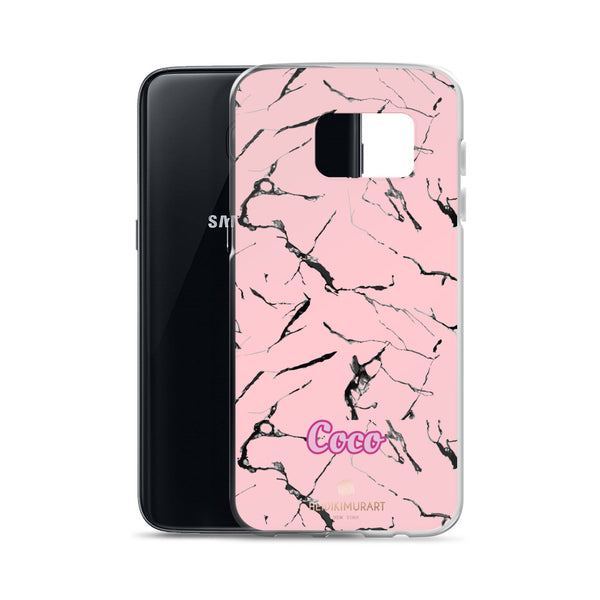 Pink Marble Personalized Samsung Case, Custom Name iPhone Case-Heidi Kimura Art LLC-Heidi Kimura Art LLC