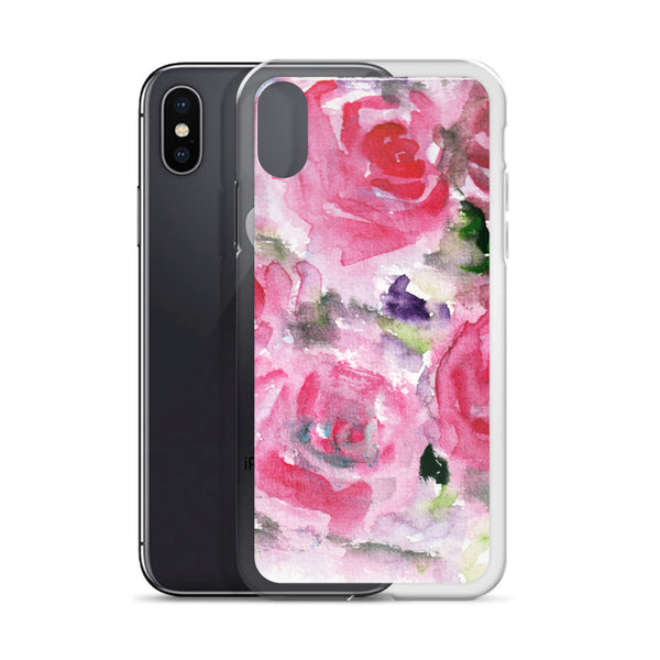Hot Pink French Rose Floral Print iPhone X | XS | XR | XS Max | 8 | 8+ | 7| 7+ |6/6S | 6+/6S+ Case- Made in USA-Phone Cases-Heidi Kimura Art LLC