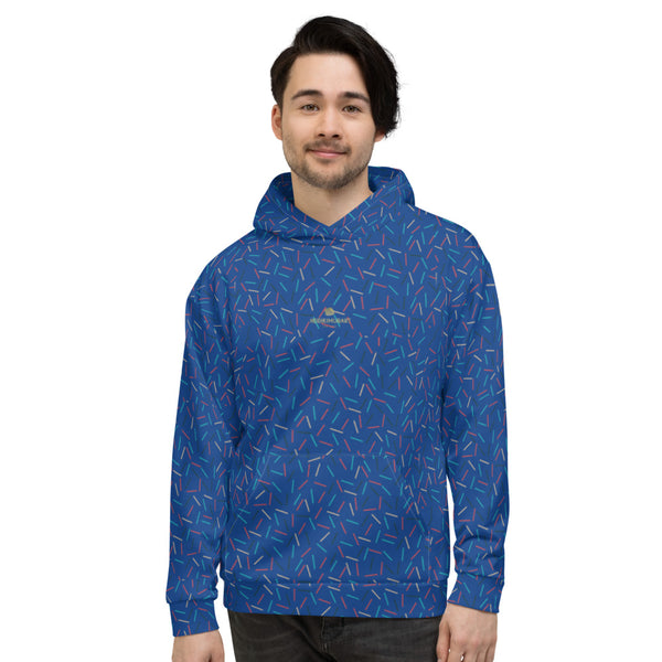 Navy Blue Birthday Sprinkle Print Men's Unisex Hoodie Sweatshirt Pullover - Made in EU-Men's Hoodie-XS-Heidi Kimura Art LLC