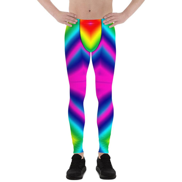 Colorful Rainbow Ombre Print Premium Men's Leggings Men Tights- Made in USA/EU-Men's Leggings-XS-Heidi Kimura Art LLC